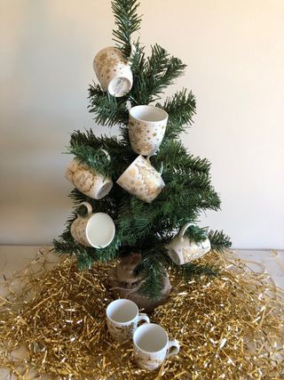 Tazas Merry Christmas Porcelana Dorada