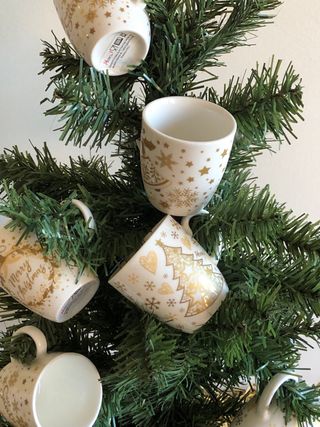 Tazas Merry Christmas Porcelana Dorada