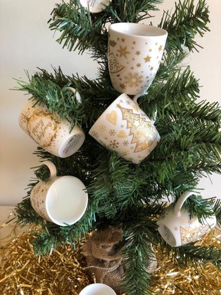 Tazas Merry Christmas Porcelana Dorada