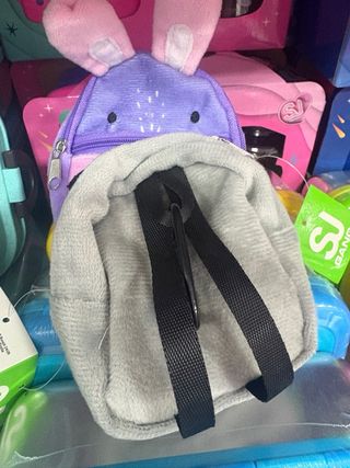 Borsa peluche coniglio viola e panda