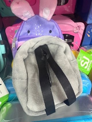 Borsa peluche coniglio viola e panda