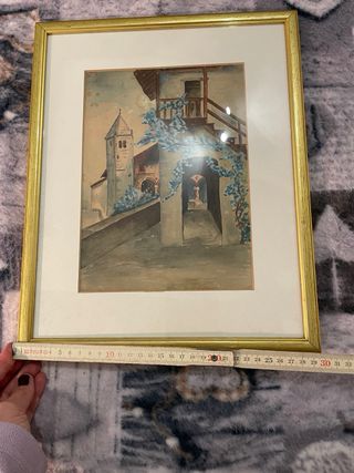 Quadro paesaggio con cornice dorata