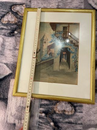 Quadro paesaggio con cornice dorata