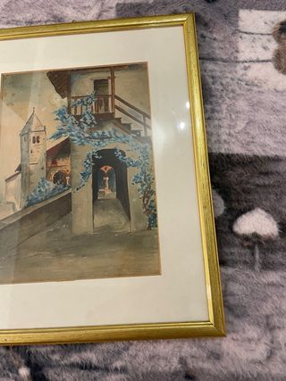 Quadro paesaggio con cornice dorata