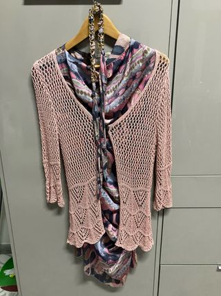 Vestido mujer talla S rosa y multicolor