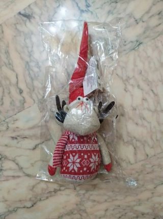 Elfo nuovo decorazione Natale 40cm Beige Rosso