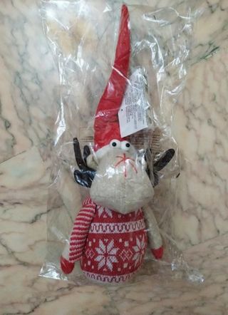 Elfo nuovo decorazione Natale 40cm Beige Rosso