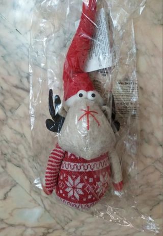 Elfo nuovo decorazione Natale 40cm Beige Rosso