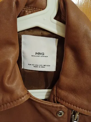 Chaqueta de piel MNG marrón