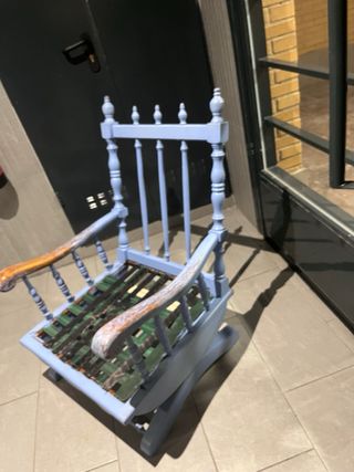 Poltrona dondolo blu e verde