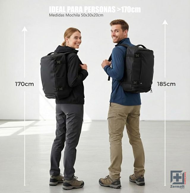 ZH 2026 Mochila cabina avión 35L Unisex 50x30x20cm