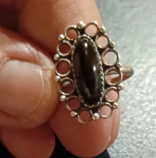 Anillo Plata y Azabache Ovalado