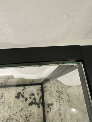 Tavolino console vetro e metallo nero