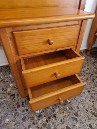 Juego habitación madera de pino camas 90