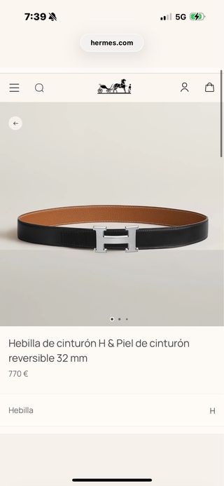 Cinturón Hermes H reversible 32mm