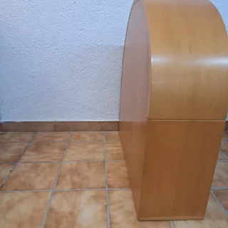 Vitrina de madera con arco y cristal