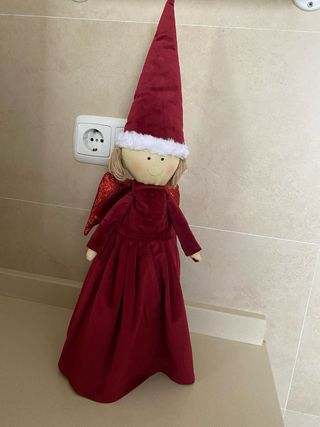 Figura Ángel Navidad Terciopelo Rojo