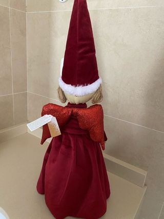 Figura Ángel Navidad Terciopelo Rojo