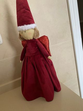 Figura Ángel Navidad Terciopelo Rojo