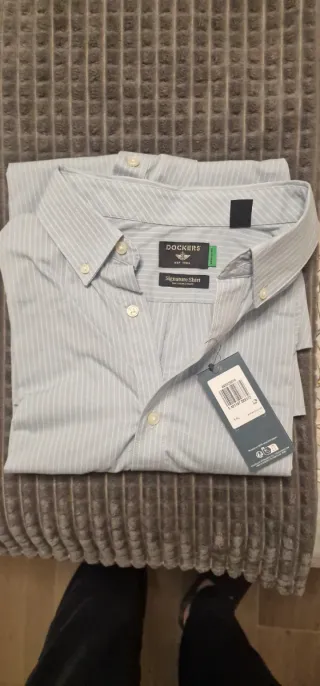 Camisa Dockers Rayas Azul Claro Talla XXL