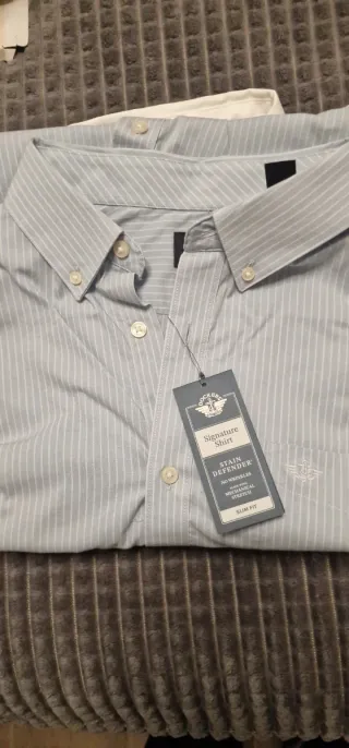 Camisa Dockers Rayas Azul Claro Talla XXL