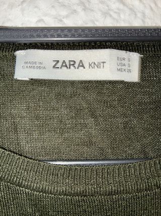 Jersey fino Zara verde oliva Talla S