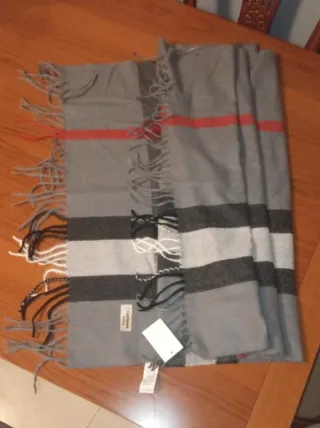 Bufanda de Cachemira Gris y Roja