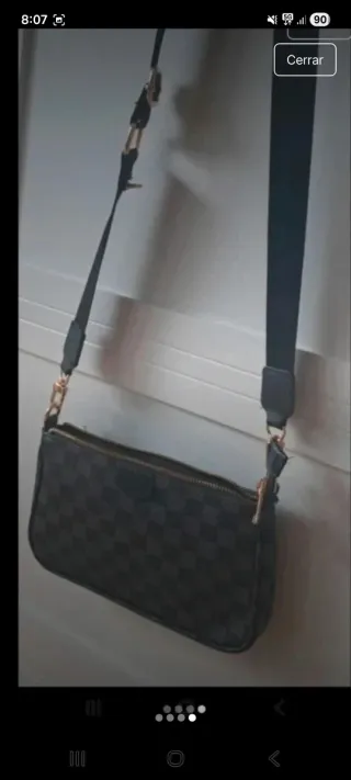 Bolso cuadros negro y gris