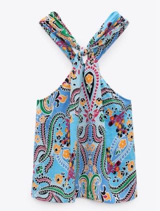 Top Zara Mujer Estampado Paisley Talla L