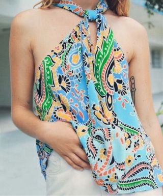 Top Zara Mujer Estampado Paisley Talla L