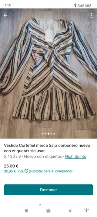 Vestido Cortefiel Sara Carbonero S/36