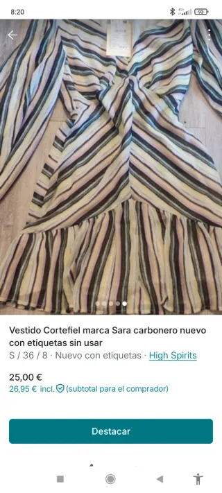 Vestido Cortefiel Sara Carbonero S/36