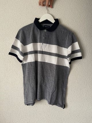 Polo Pertegaz Rayas Gris y Blanco Talla M