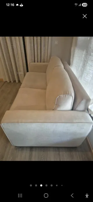 Sofá Cama Beige Tela