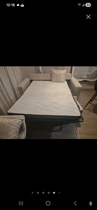 Sofá Cama Beige Tela