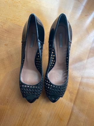 Uterque Peep Toe Negros Talla 38