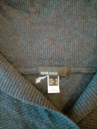 Jersey Mango azul marino cuello vuelto