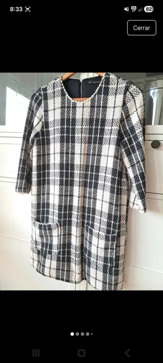 Vestido Zara cuadros blanco y negro