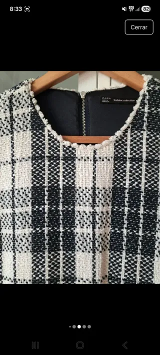 Vestido Zara cuadros blanco y negro