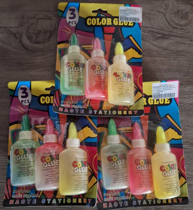 Lotto di 25 blister con colla colorata