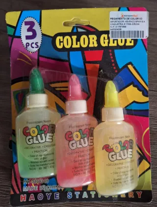 Lote 25 blisters pegamento de colores