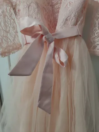 Vestido rosa niña encaje y tul