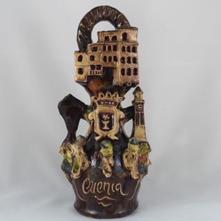 Botijo en ceramica de Cuenca Bucaro Casas Colgadas