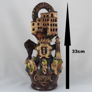 Botijo en ceramica de Cuenca Bucaro Casas Colgadas