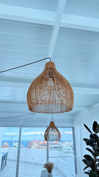 2 Lámparas de mimbre colgante