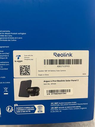 Cámara Reolink Argus 4 Pro + Panel Solar