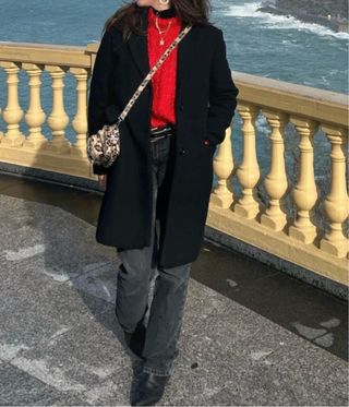 Abrigo paño negro largo