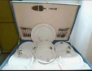 Set dessert porcellana oro e bianco