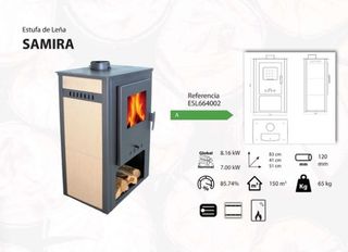 Estufa de leña SAMIRA 10.56 kW BAR1014
