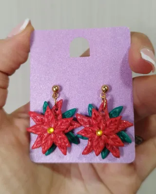 Pendientes Navidad Flor de Pascua.